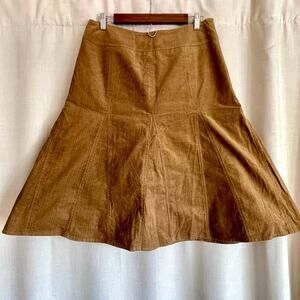 Sundance Catalog Tan Corduroy Trumpet Flare Skirt Preppy Academia Cotton Sz 8